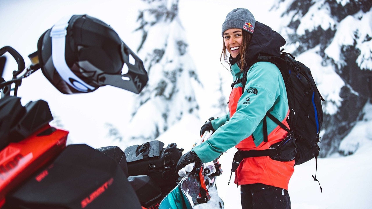 Tatum Monod before a sled-ski ride