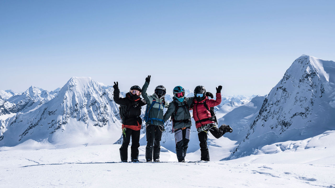 Four women in the mountains of Alaska