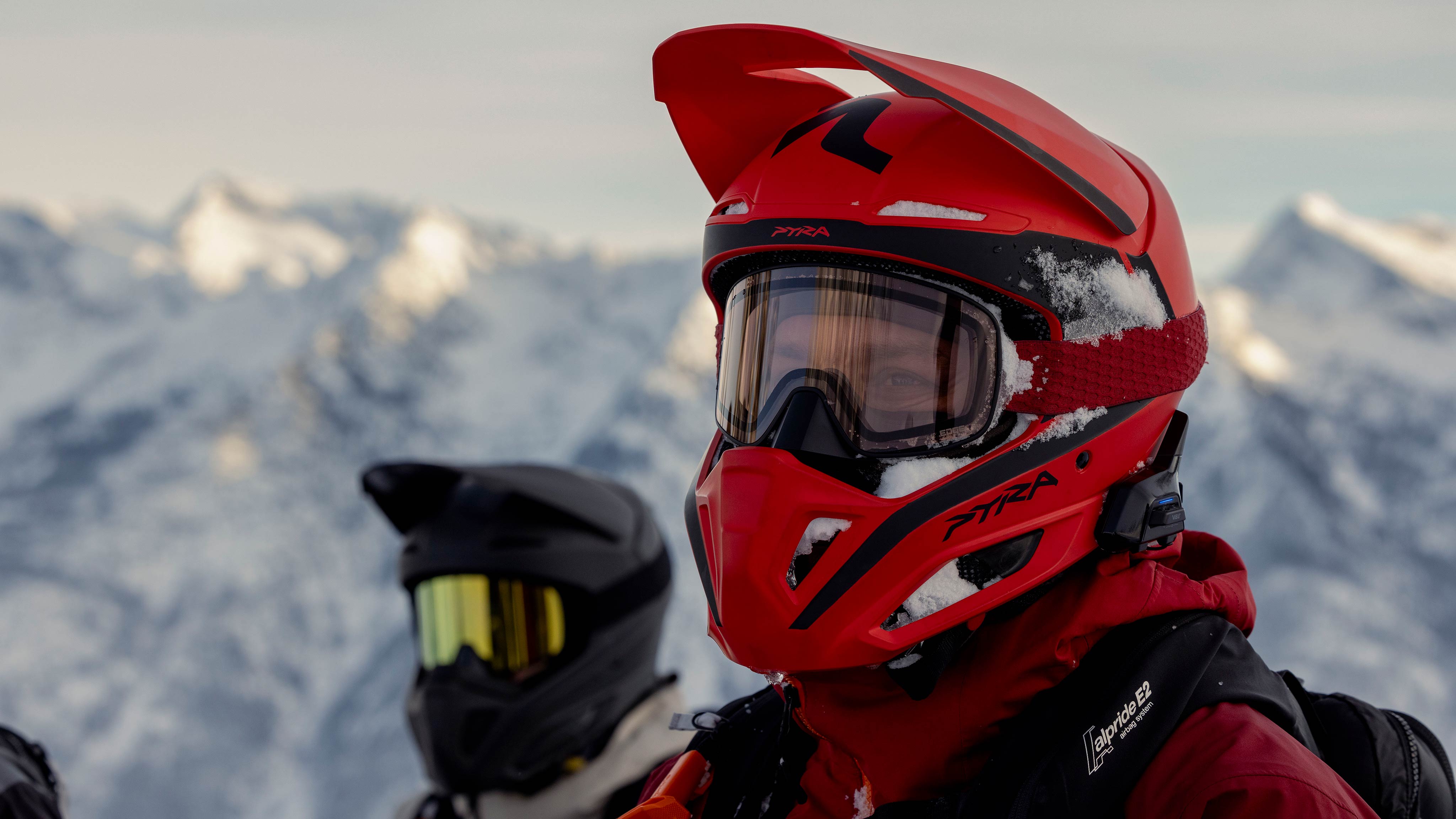 Two Ski-Doo riders wearing Pyra Helmets