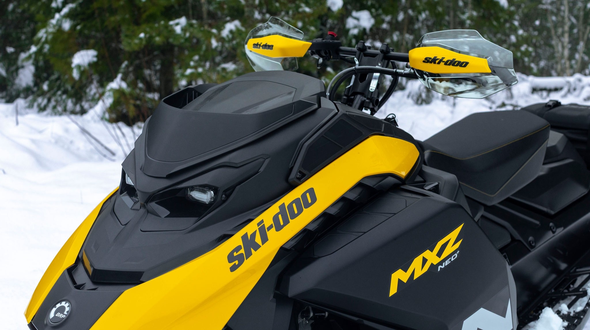View of the cowling of the Ski-Doo MXZ NEO snowmobile