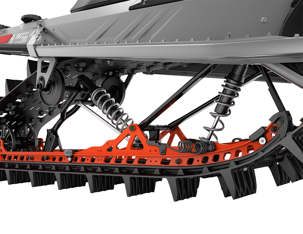 Gros plan sur la suspension arrière tMotion X de la motoneige Ski-Doo Summit X 2026.