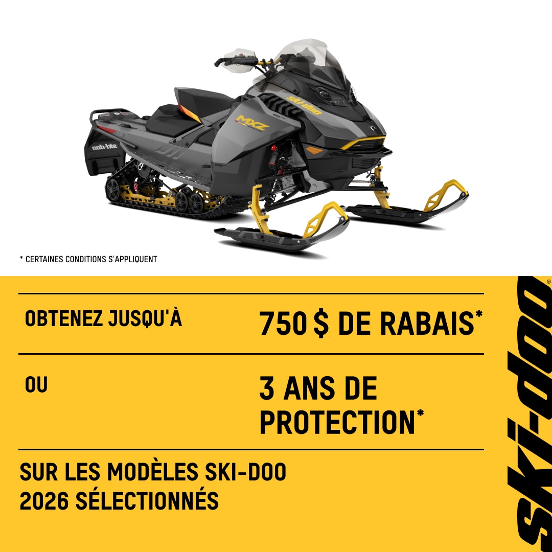 Jusqu’à 750 $ de rabais ou une garantie de 3 ans sur certains modèles Ski-Doo 2026
