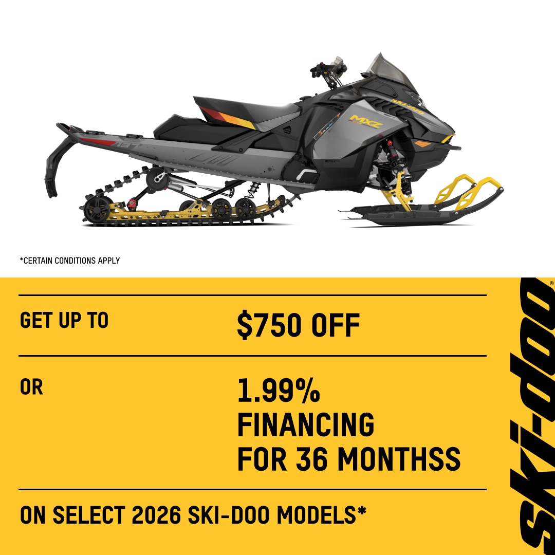 Get $750 off or 3 years of coverage on select 2026 trail snowmobiles