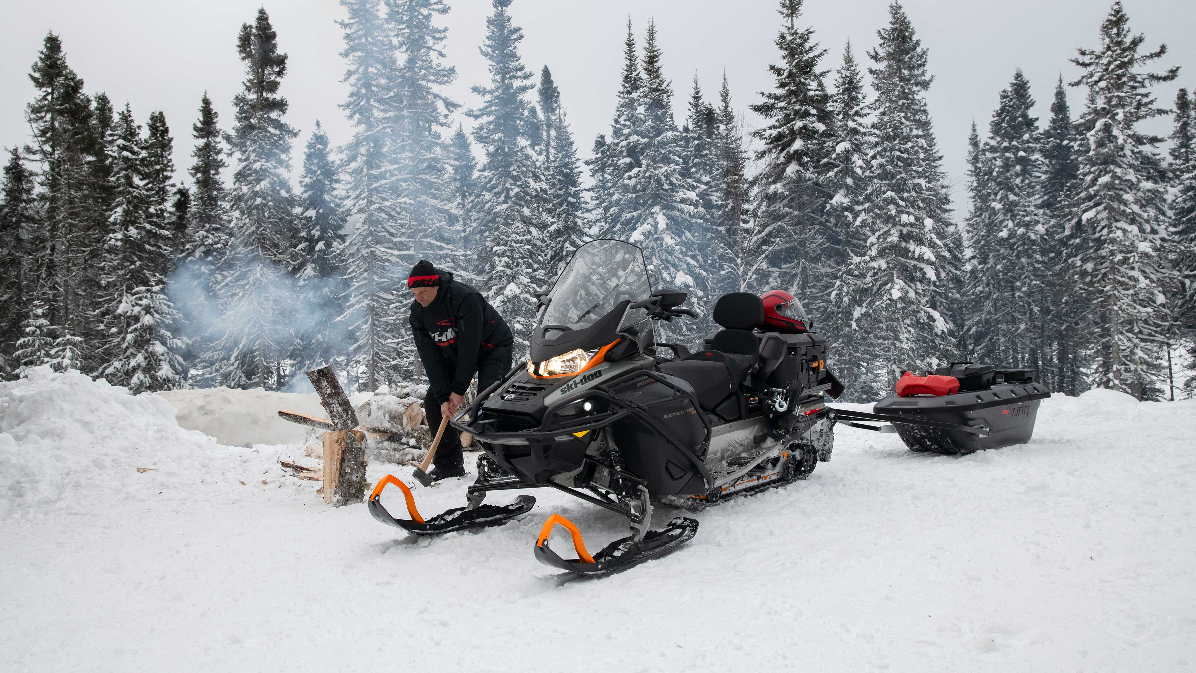 Man working with his Ski-Doo Expedition